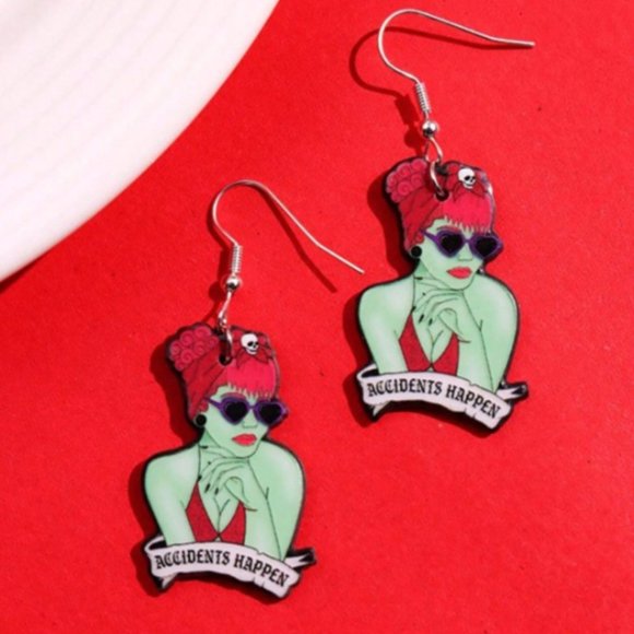 🧿 2 for $25 🧿 Beetlejuice - Miss Argentina "Accidents Happen" Acrylic Earrings - Picture 4 of 8